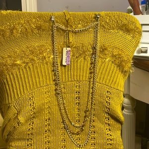 One Wink Necklace 3 strand gold chains with some gemstones 30” long